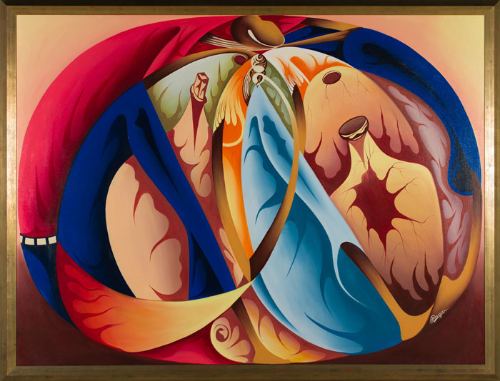 Peinture Haitiennne Minojes Naissance (2.10x1.65) Peintre Haitien